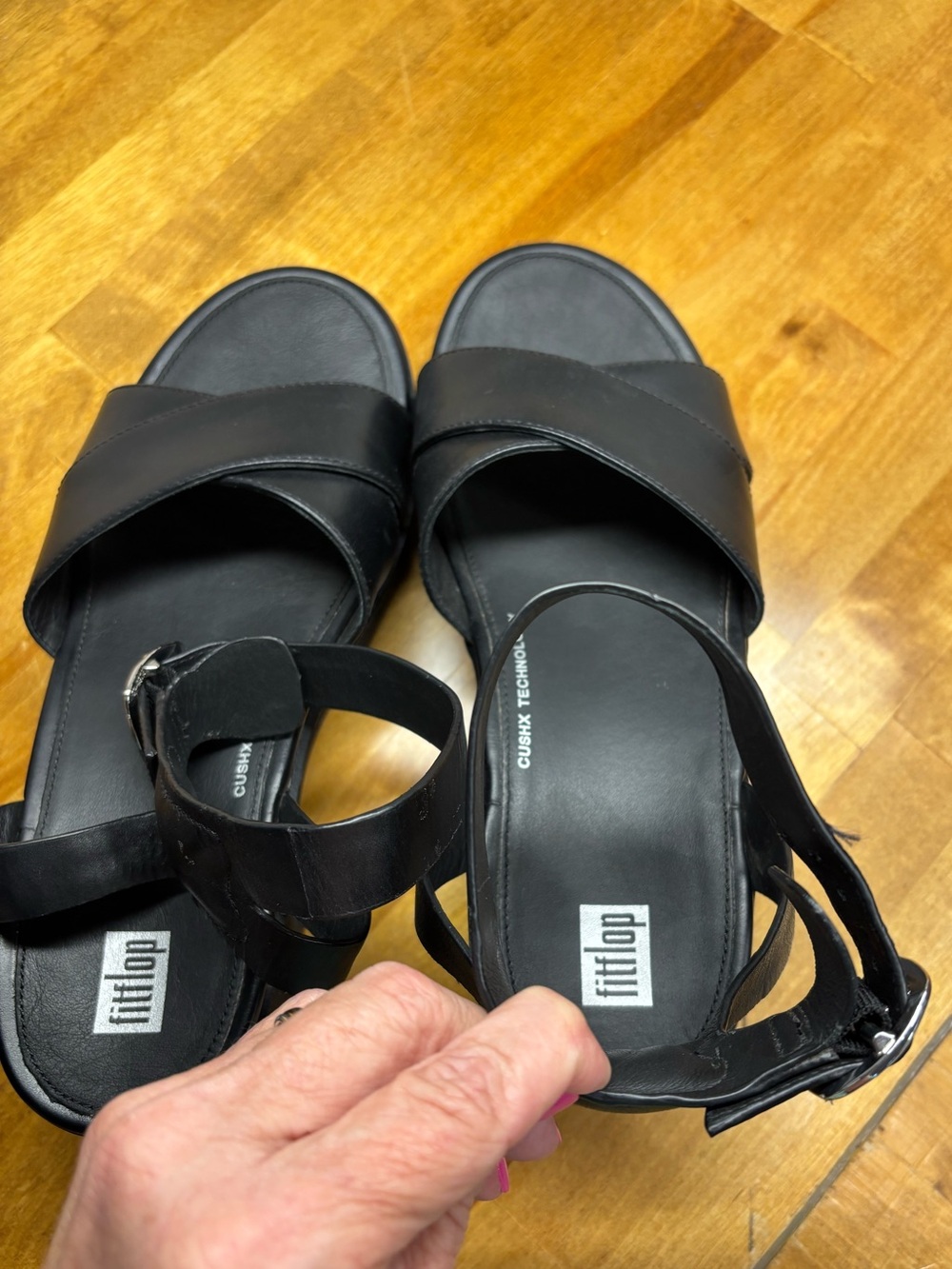 Fitflop Black Platform Ankle-Strap Sandals - Picture 4 of 9